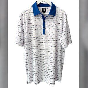 FootJoy Flag Banner Print Golf Performance Polo Shirt Men's size L